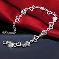 Charm 925 Sterling Silver Bracelets for Women Flowers heart Chain Fashion Wedding Party Christmas Gifts fine Jewelry Qme 20cm 8inches