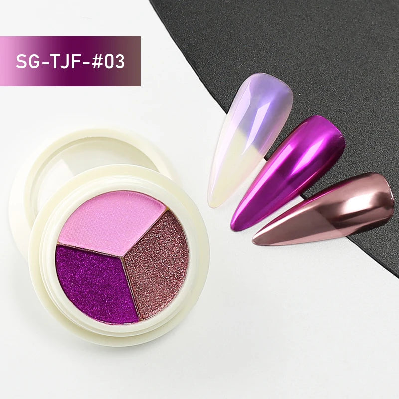 Arte Clavo 3 6 Colors Holographics Laser Aurora Solid Mirror Glitter Qme 3Colors-SG-TJF-03