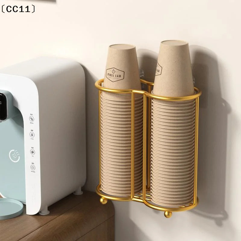 Metal Disposable Cup Storage Holder Rack Shelf Water Tea Cups Qme