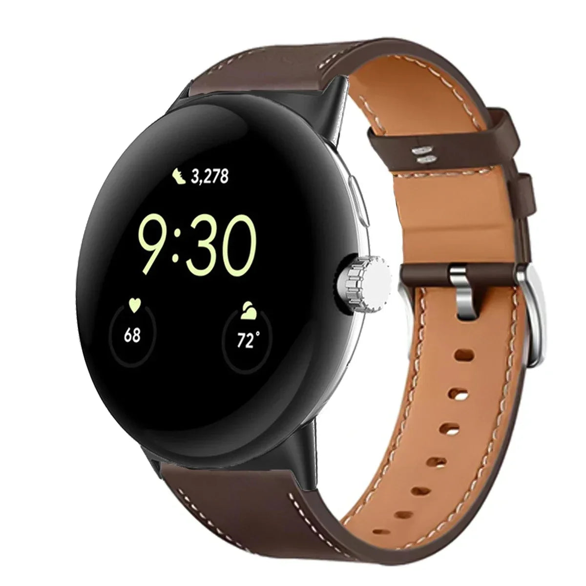 For Google Pixel Watch 3 41 45mm Strap Leather Replace Wristband Correa Bracelet For Google Pixel Watch 2 3 Band Belt Accessorie Qme DBrown-B For Pixel Watch 1