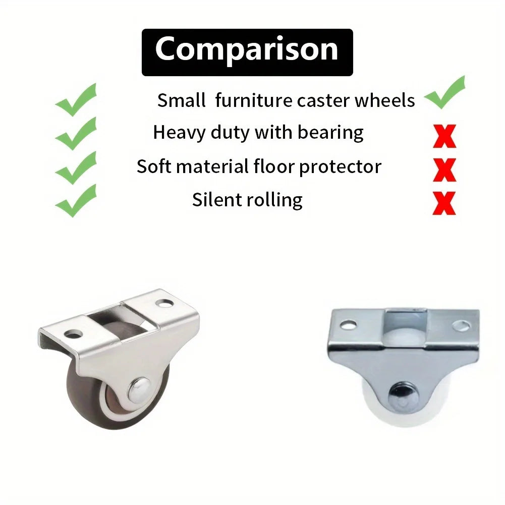 Fixed Caster Wheels, Heavy Duty Rubber Furniture Casters with Screws Qme