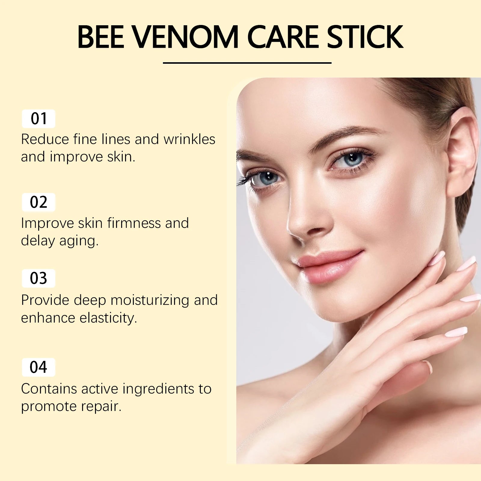 Bee-Venom Neck Care Stick Contains Collagen Lift & Tighten Skin Lighten Neck Lines Double Chin Moisturizing Beauty Neck Cream Qme