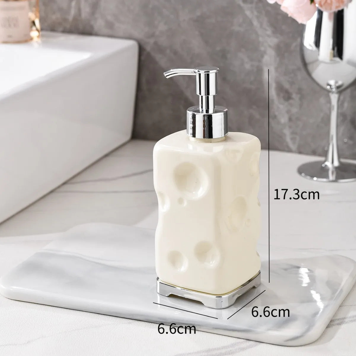 2-Piece Press-type Travel Dispenser Bottle,Foaming Bottle for Bathroom Shampoo Shower Gel Hand Soap,Toiletries Storage Container Qme WhiteCheese-Square 2PCS