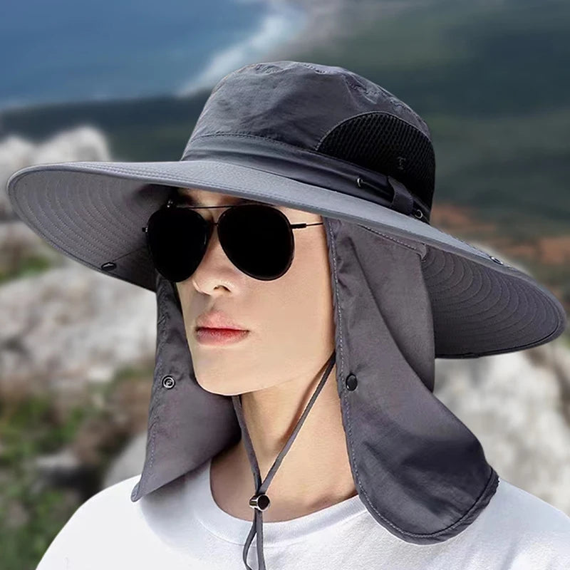 Fishing Hat Sun Shading Large Eaves Mountain Climbing Mask Breathable Qme