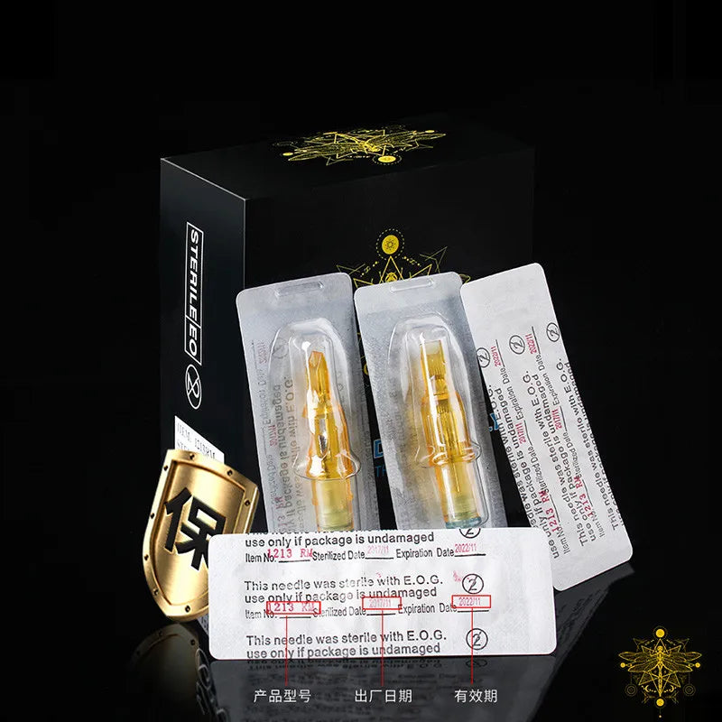 20PCS Tattoo Cartridge Needle Professional Individual Package Sterile Yellow Tattoo Needles for Tattoo Pen Machine Qme