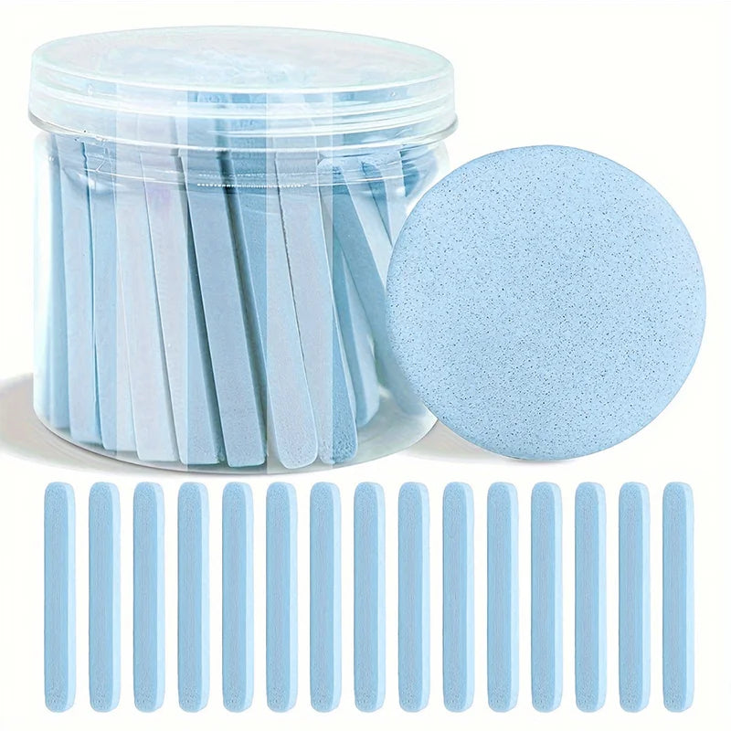 Compress Face Wash Puff with Storage Box Facial Cleansing Sponge for Makeup Remover Round Face Wash Sponge Skincare Beauty Tool Qme Blue