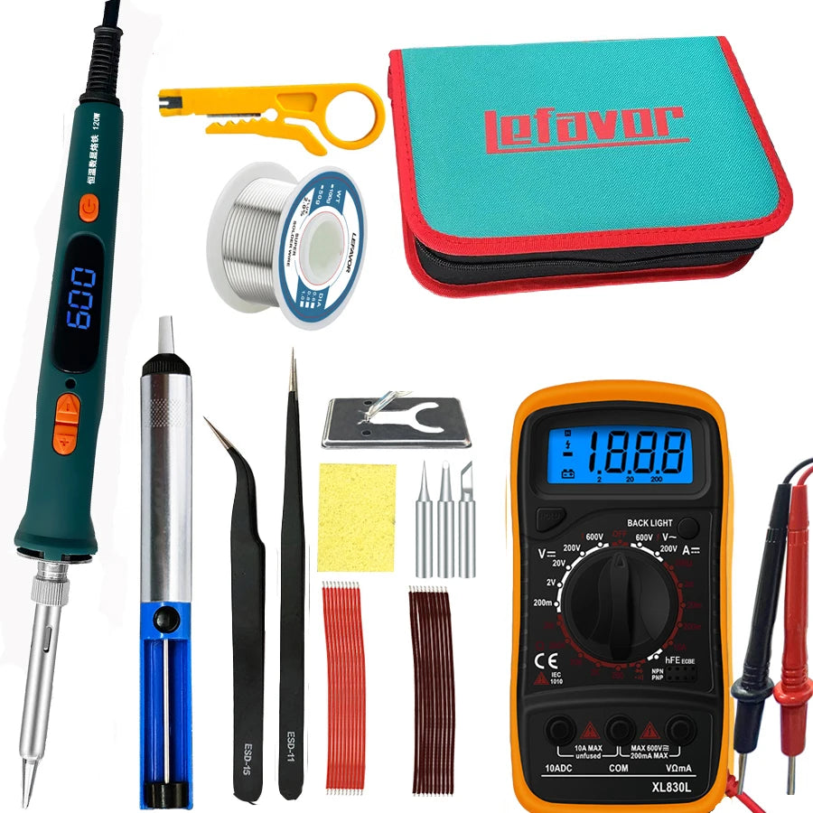100W 120W Digital Soldering Iron Repair Tool Electric Dual Qme 907S-set3 220V EU
