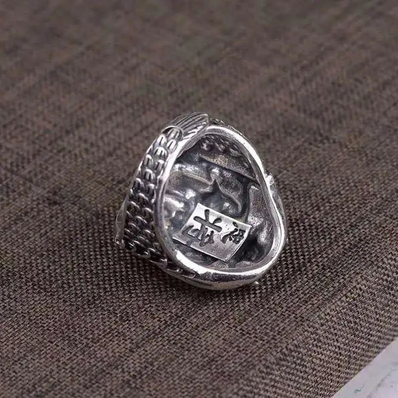 Vintage Guan Yu Ring Gothic Punk Hip Hop Adjustable Ancient Three Kingdoms Ring Daily Jewelry Accessories for Men and Women Qme