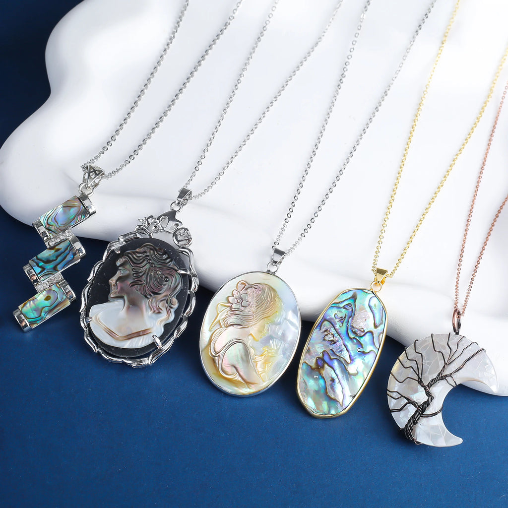 Hot Sale Natural Shell Girl Head Tree Of Life Charm Pendant Necklace For Women Light Luxury Jewelry Daily Party Birthday Gifts Qme