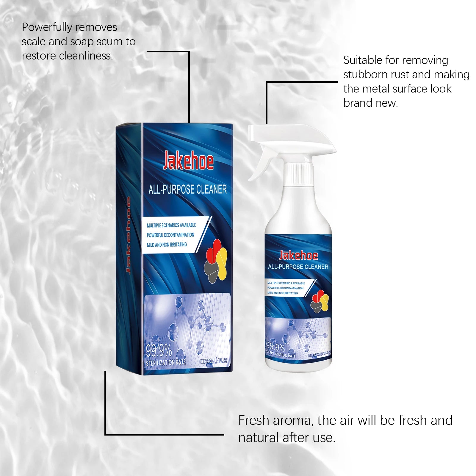 JAKEHOE Multi-Surface Stainless Steel Cleaner - Bathroom & Kitchen Decontamination Cleaning Spray for Household Use Qme