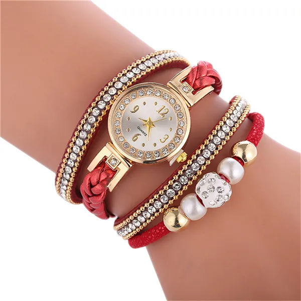 Relogio Bracelet Watches Women Wrap Around Fashion Bracelet Fashion Dress Ladies Womans Wrist Watches for Women Watch 2021 Qme Red