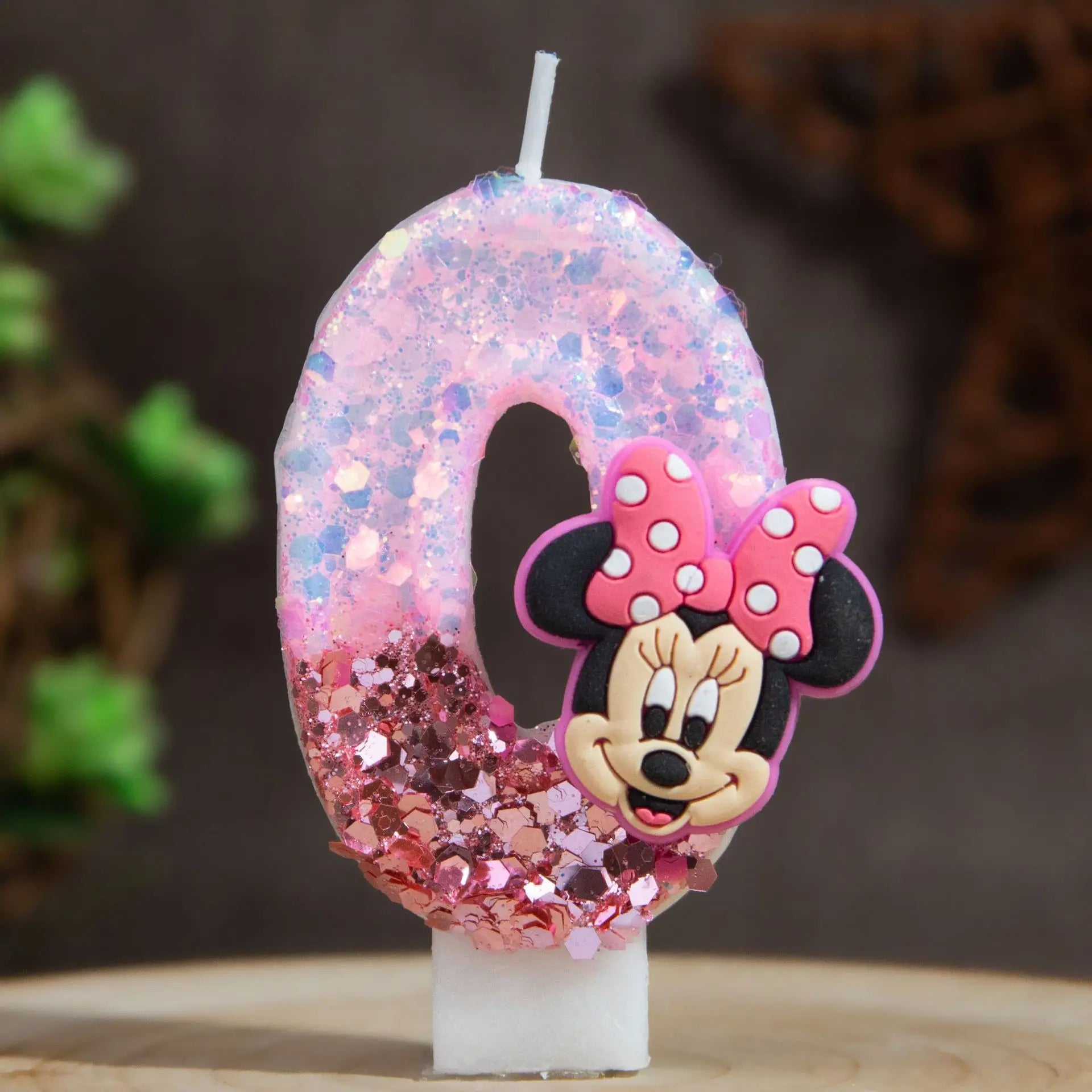 Minnie's Birthday Candles Mickey's Creative Glitter Cake Anniversary Anniversary Celebration Atmosphere Candle Plug-in Qme black