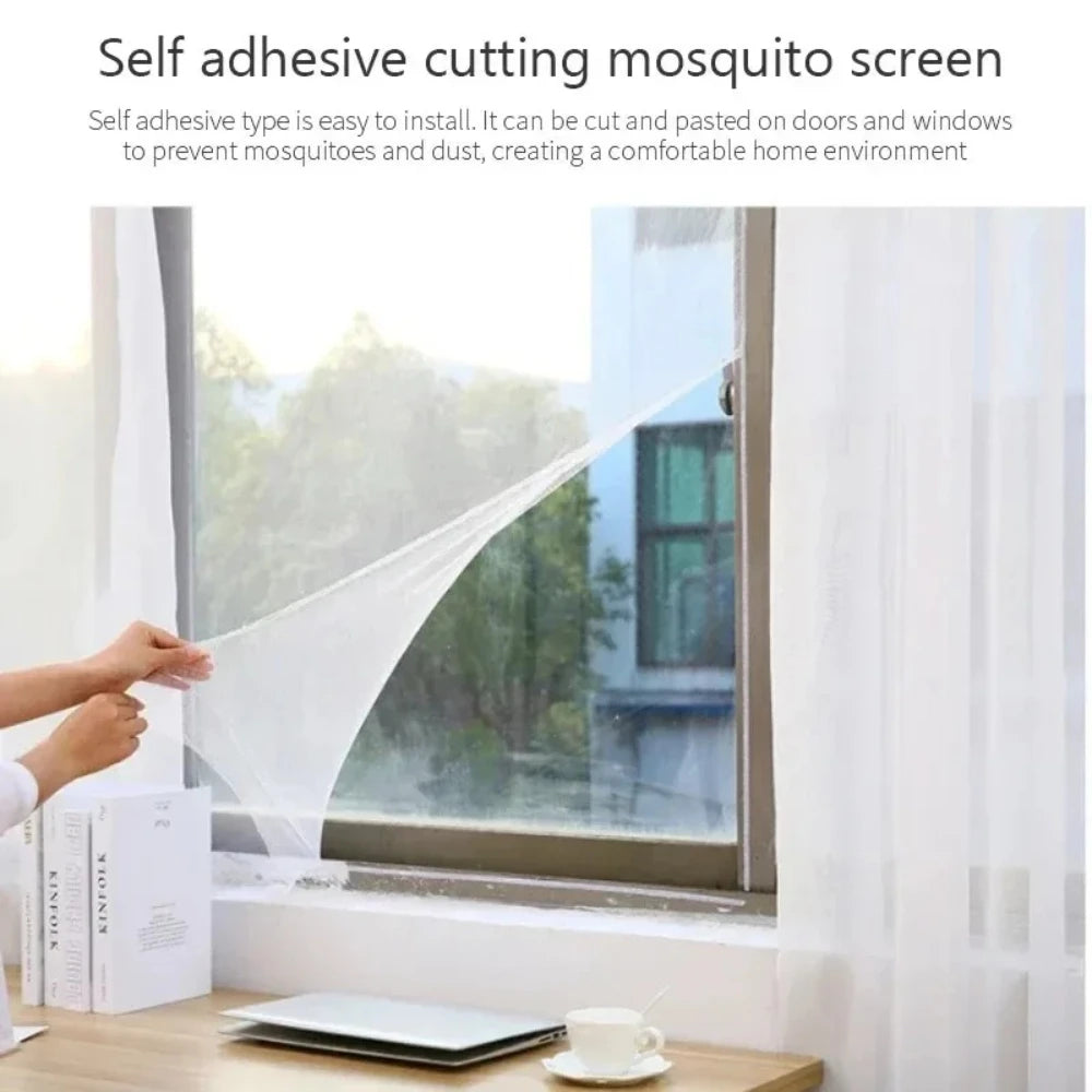 No Drill Self-Adhesive Window Mosquito Net 1PC Anti-Mosquito Screen Ideal for Bedroom Kitchen Outdoor Protection Qme
