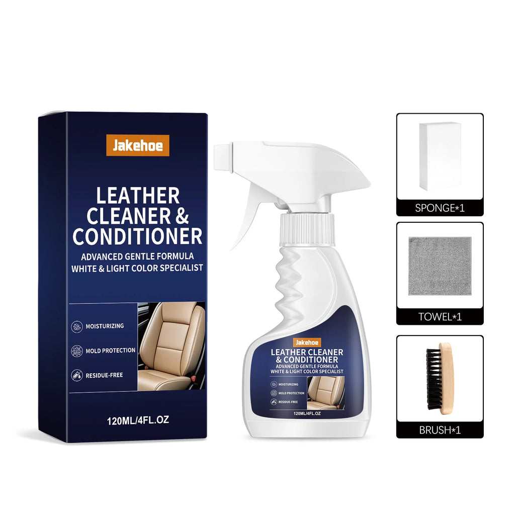 Leather Cleaning Kit Moisturize Remove Stubborn Stains Reduce Scratches Restore Leather Luster Multi-surface Leather Care Spray Qme 120ML Boxed