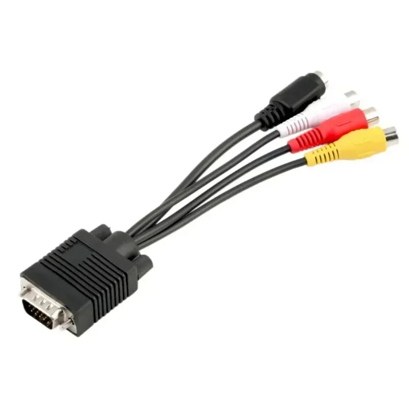 5pcs PC Computer Laptop VGA To S-Video 3 RCA AV Adapter Converter, VGA SVGA To Video TV Out Qme
