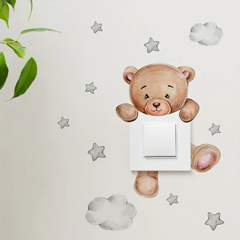 1 Little Bear Giraffe Star Elephant Cloud Switch Wall Stickers Qme