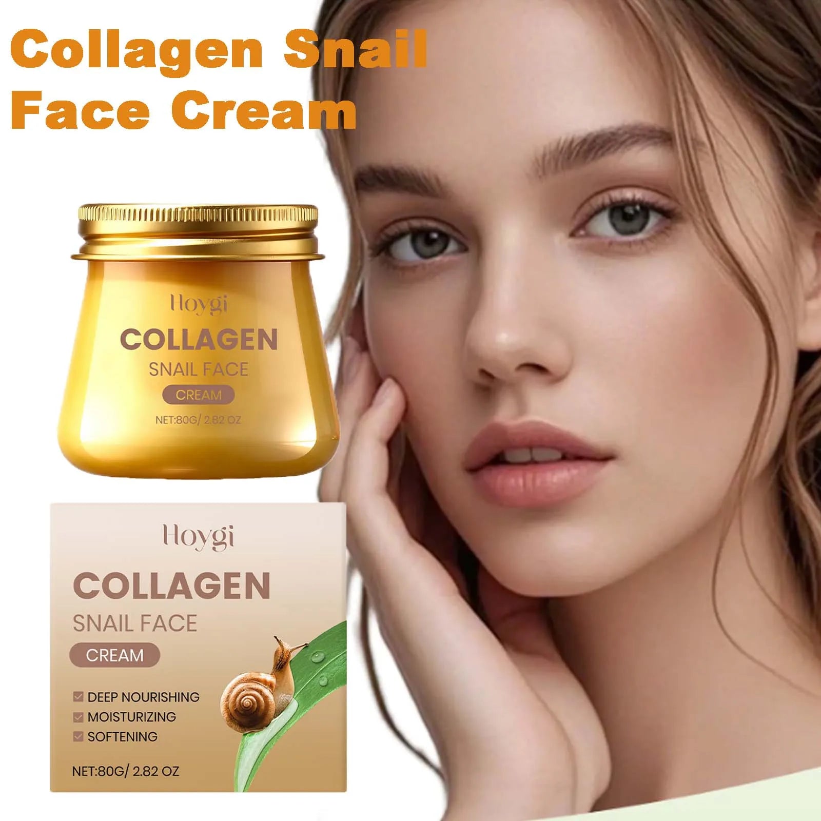 Snail Mucin Collagen Cream Anti Wrinkle Firming Hydrating Face Cream Improves Skin Elasticity & Texture Smoothing Face Skincare Qme