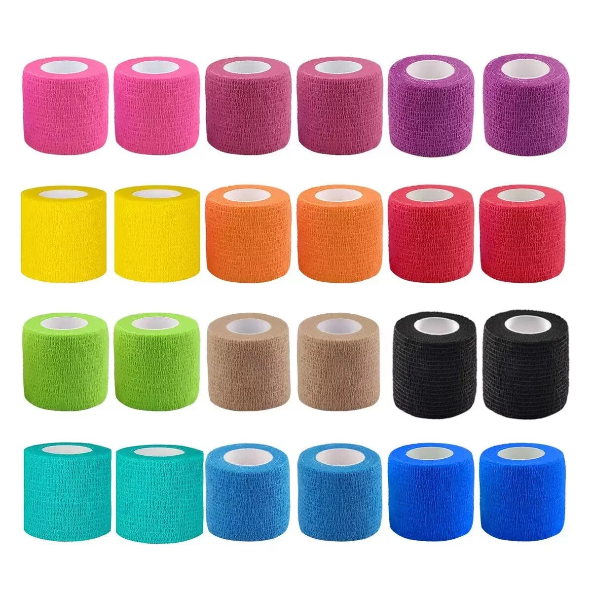 24pcs Bandage Tape Self Adhesive Elastic Bandage Wrap Elastoplast for Knee Support Pads Finger Ankle Palm Shoulder tattoo Qme mix color 24pcs 5cmx4.5m
