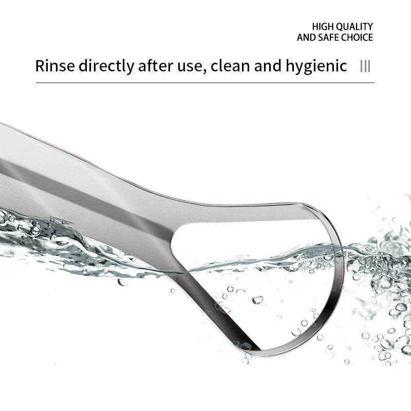 Stainless Steel Tongue Scraper Cleaner Fresh Breath Cleaning Coated Qme