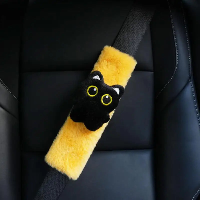 Black Cat Plush Car Seatbelt Shoulder Pad Soft Safety Strap Protector Qme A4