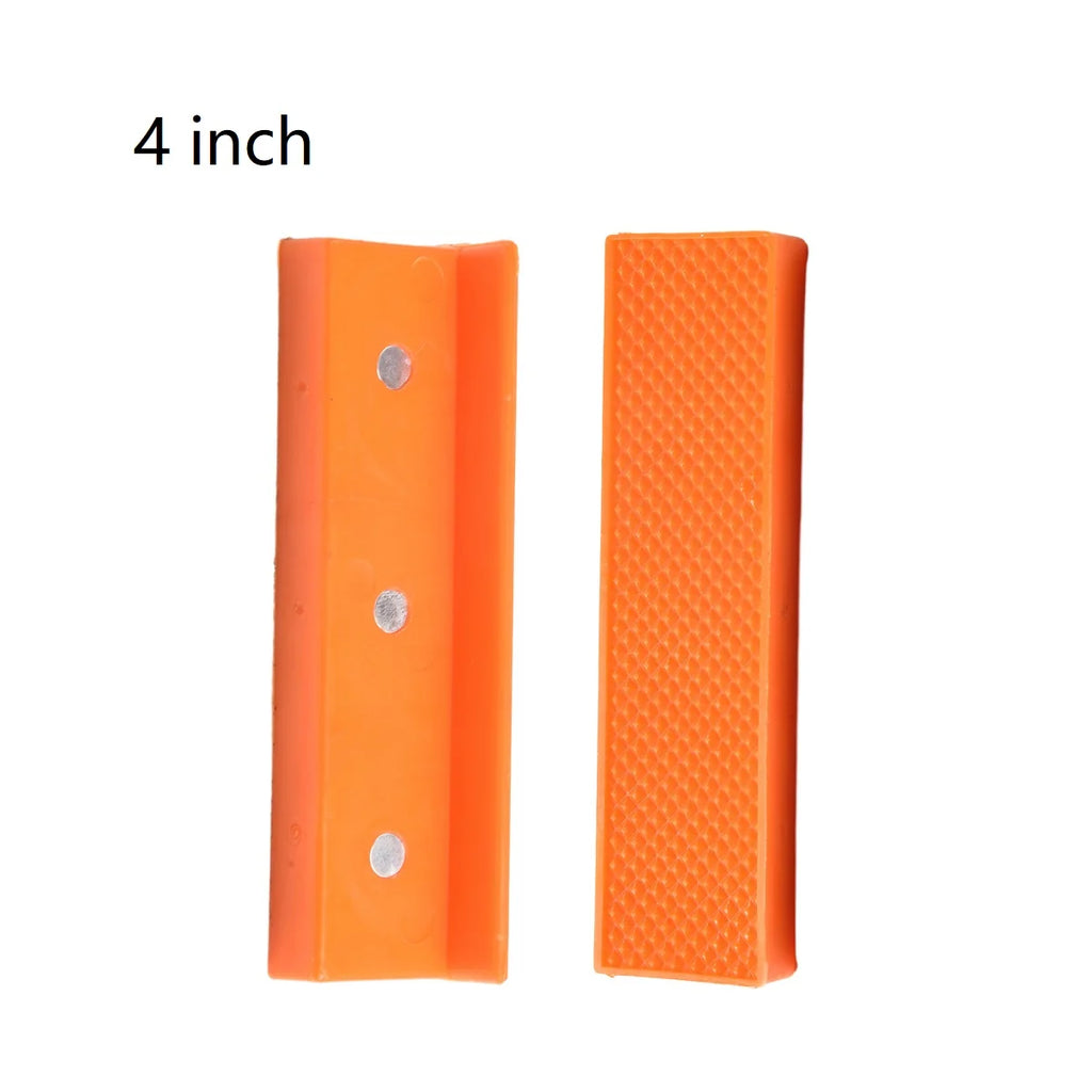 2Pcs 4/5/6 Inch Magnetic Soft Pad Jaw Plain Grooves Soft Nylon Bench Jaw Fixing Protection Pads For Metal Bench Machine Tools Qme 4 inch