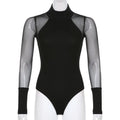INS Collar Long Sleeve Jumpsuit Slim Fit Simple Lace Bottoming Shirt Qme Black L