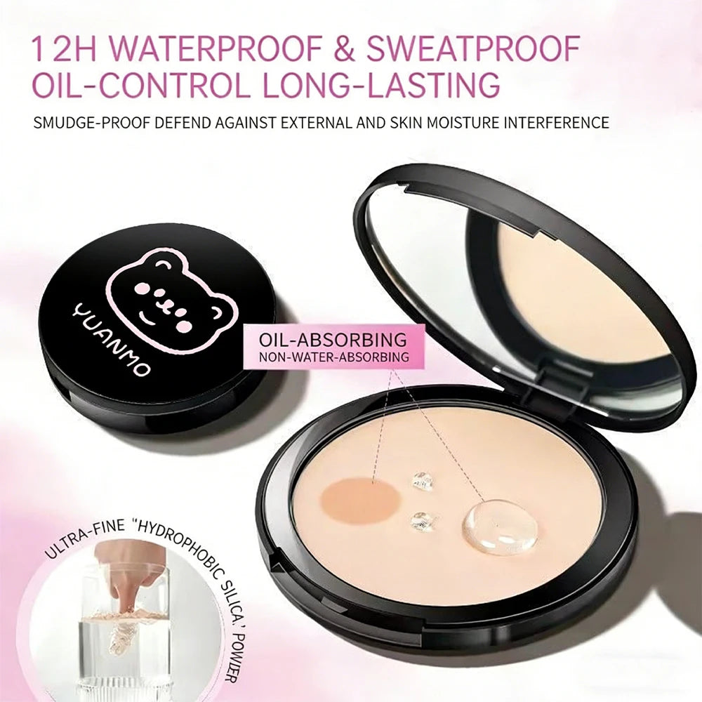 Transparent White Pressed Powder Oil Control Brighten Matte Whitening Face Base Foundation Compact Concealer Makeup Cosmetics Qme