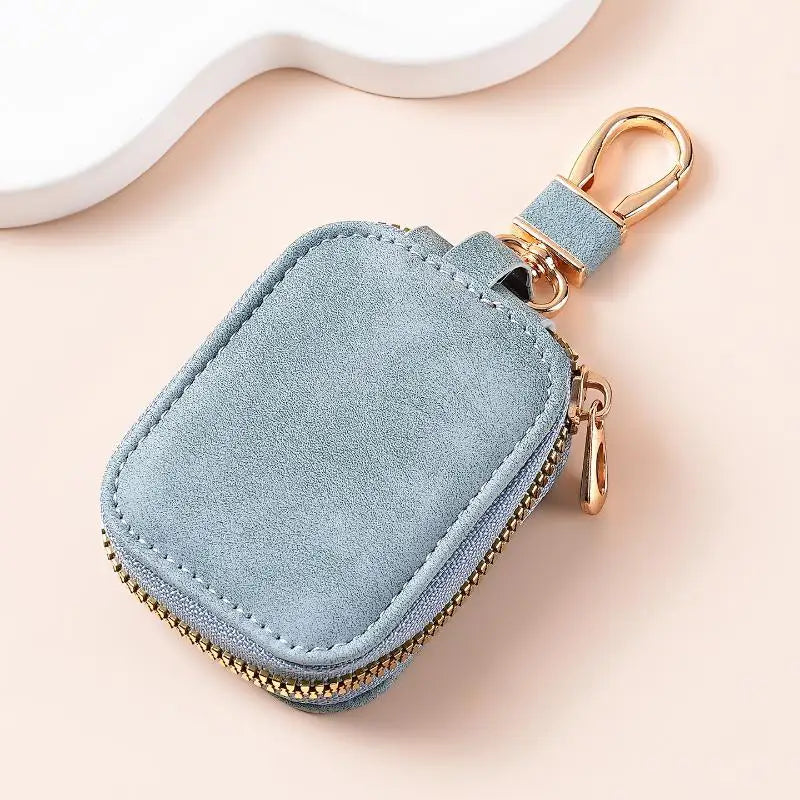 Soft Suede Car Key Protective Case Smooth Zipper Sturdy Metal Qme A