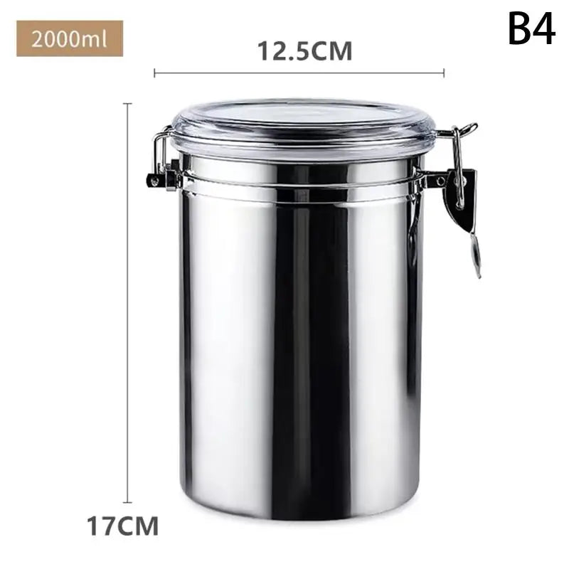 304 Stainless Steel Airtight Food Container Moisture-Proof Grain Storage Can for Kitchen Qme B4