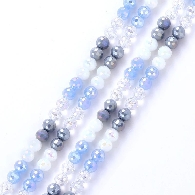 Jewelry Crystal Colorful Faceted Disco Ball Beads 8mm Electroplate Glass Round Loose Beads for Jewelry Making DIY Craft Supplies Qme Color 4 8mm-48pcs