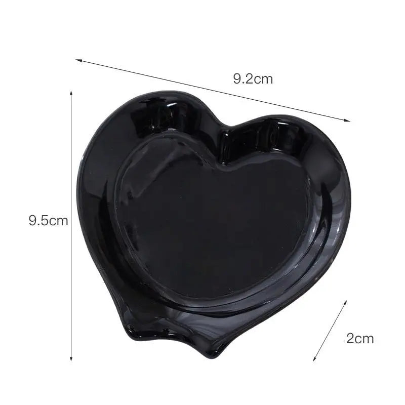 Heart Shaped Ceramic Spoon Rest Pad Coffee Holder Soup Ladle Rack Qme