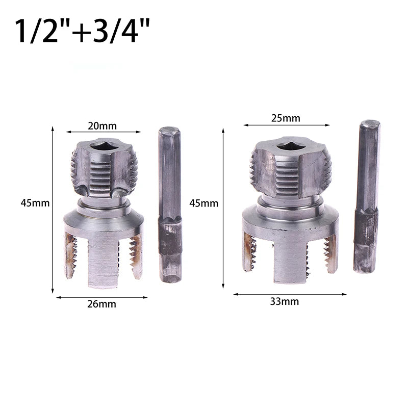 PVC Pipe Threader Kit 1/2" 3/4" PPR Threader Integrated Internal External Pipe Threading Tool Electric Drill Compatible Qme A3
