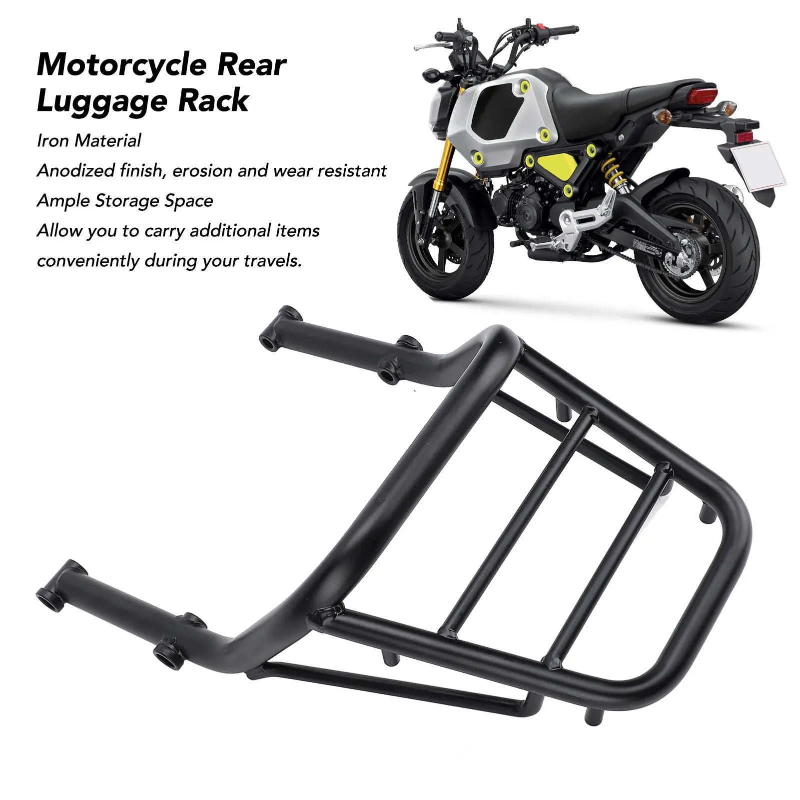 Motorcycle Rear Luggage Rack Top Case Rear Rack Carrier Support Holder Rack for Honda Grom 125,Honda MSX 125 2021-2024 Qme