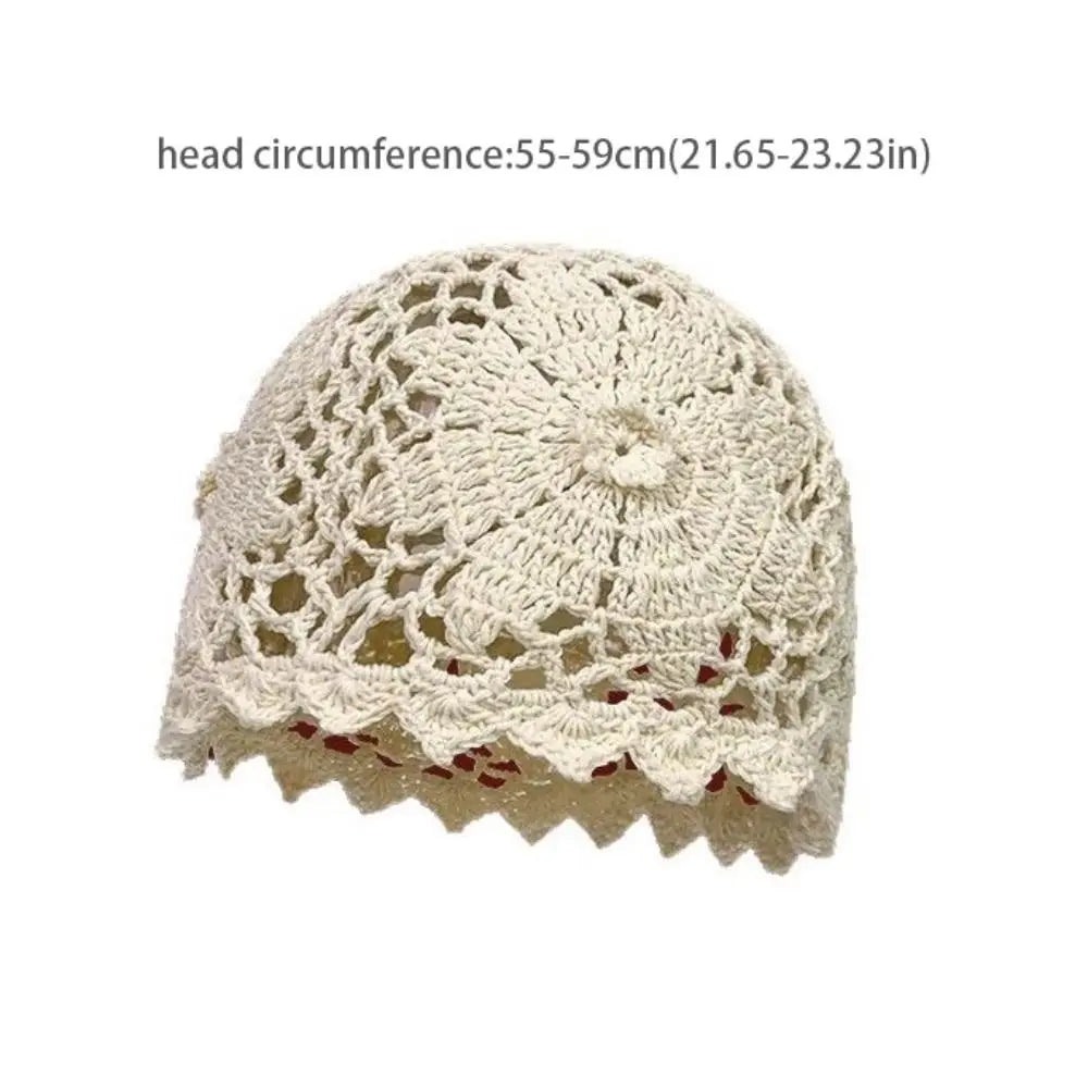 Handmade Crochet Flower Hat Bohemian Style Thin Hollow Out Knitted Hat Ethnic Style Korean Beanies Hat Apparel Accessories Qme