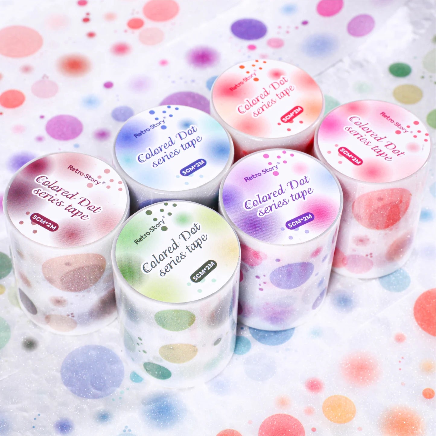 2m/Roll Color Dots Decorative Adhesive Washi Tape Masking Tapes Craft Planner Scrapbooking Label Stickers Japanese Stationery Qme
