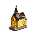 Christmas Village Houses Set Battery Operated Resin Christmas House with LED Light Village Figurines For Tabletop Holiday Decor Qme B One Size