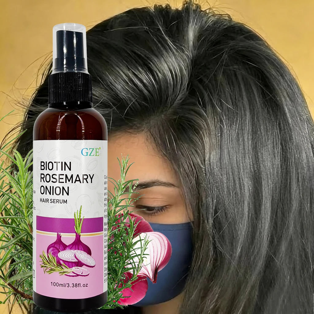 GZE Biotin Rosemary Onion Hair Serum Moisturizing Hair Serum Strong Hair Heat Protection Anti-Breakage For Dry And Damaged Hair Qme