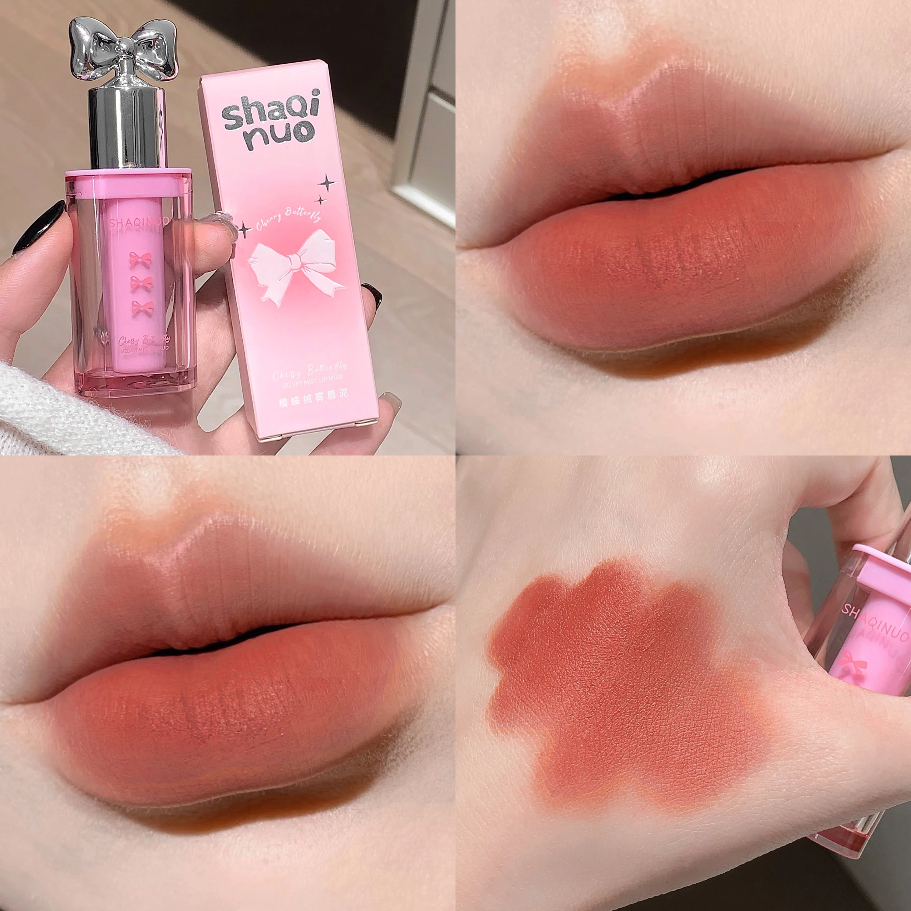 SHAQINUO Matte Velvet Lip Mud Cute Bow Cream Waterproof Clay Qme S9113-04
