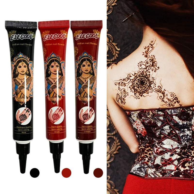 3 Colors Tattoo Cream Juice Paste Brown Black Red Temporary Body Art Qme
