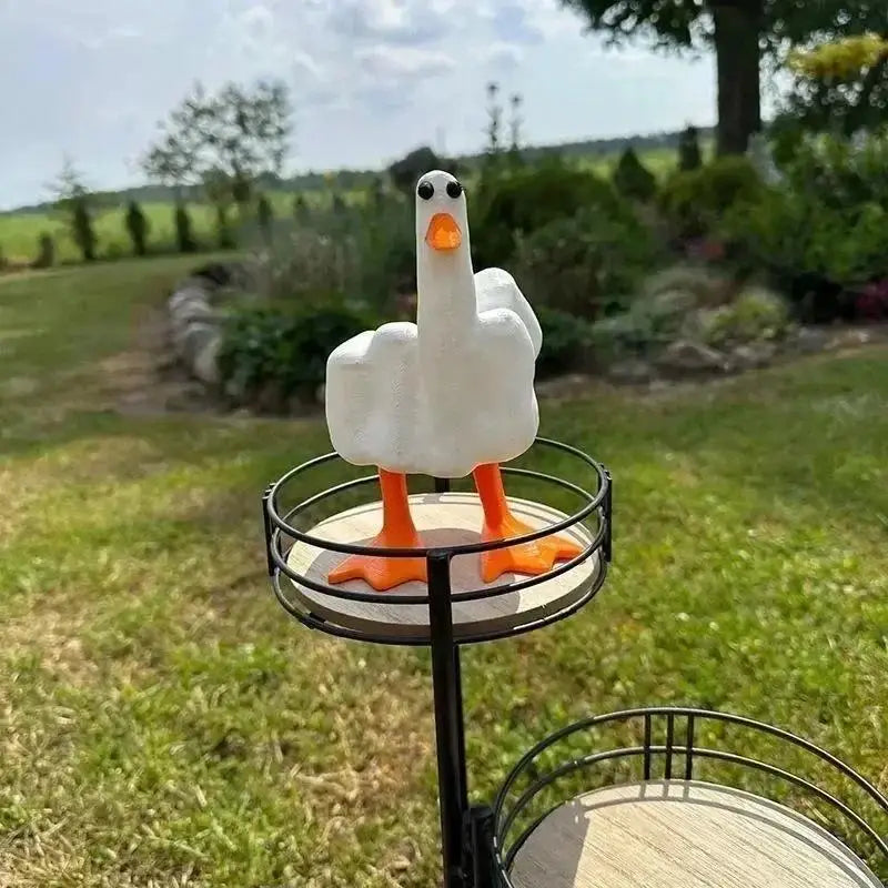 Funny Creative Duck Middle Finger Animal Gift Resin Craft Home Decoration Statue Garden Courtyard and Micro Landscape Figurines Qme