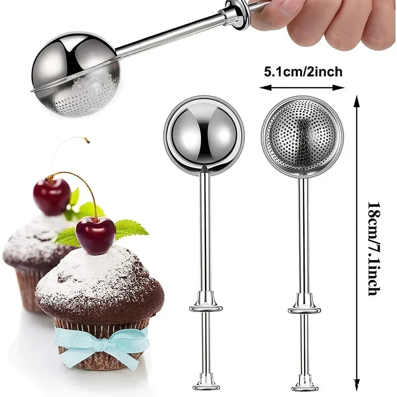1pc Flour Sprinkler Stainless Steel, Flour Filter One Hand Operation Spring Flour Sieve, Dust Collector Flour Sprinkler Tool Qme
