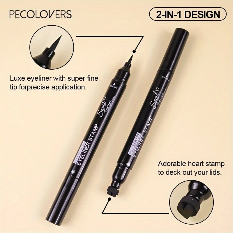 2-in-1 Butterfly & Star Moon Stamp Eyeliner Pen - Long-Lasting, Waterproof Black Liquid Eye Liner Pencil for Flawless Makeup Qme