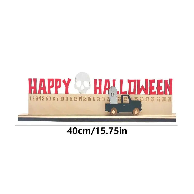 Halloween Wooden Calendar Spooky Advent Countdown Movable Number Qme