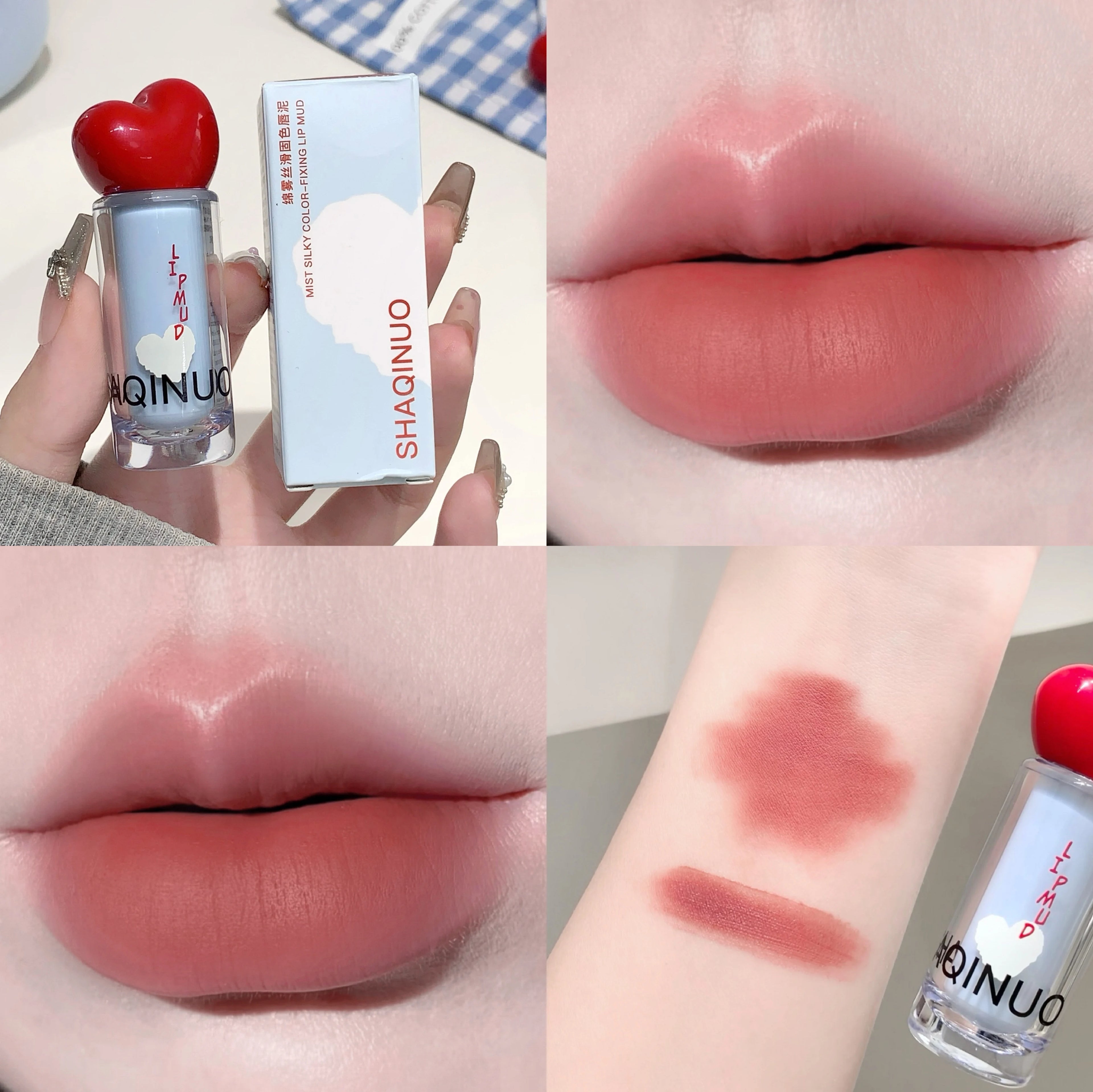 SHAQINUO Velvet Matte Lip Mud Soft Mist Mousse Glaze Apple Qme S9109-04