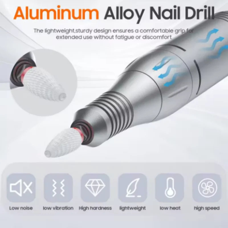 35000RPM Portable Low Noise Electric Handle Nail Remover Dead Skin Removal Nail Polish Grinding Machine for Nail Salons Qme