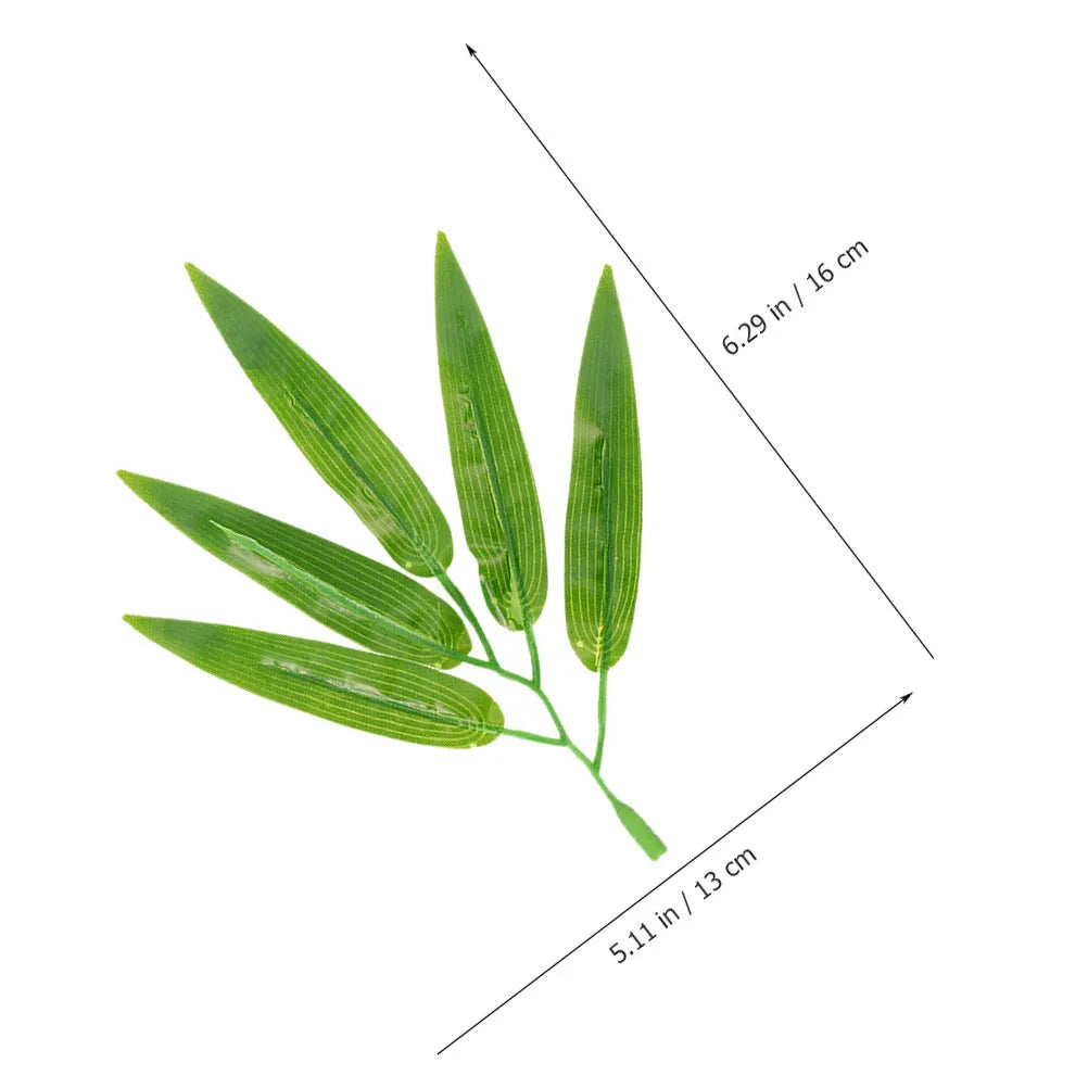 30Pcs Realistic Artificial Bamboo Leaves Reusable Plastic Faux Leaves for DIY Wreaths Garlands Floral Arrangements Restaurant Qme Light Green
