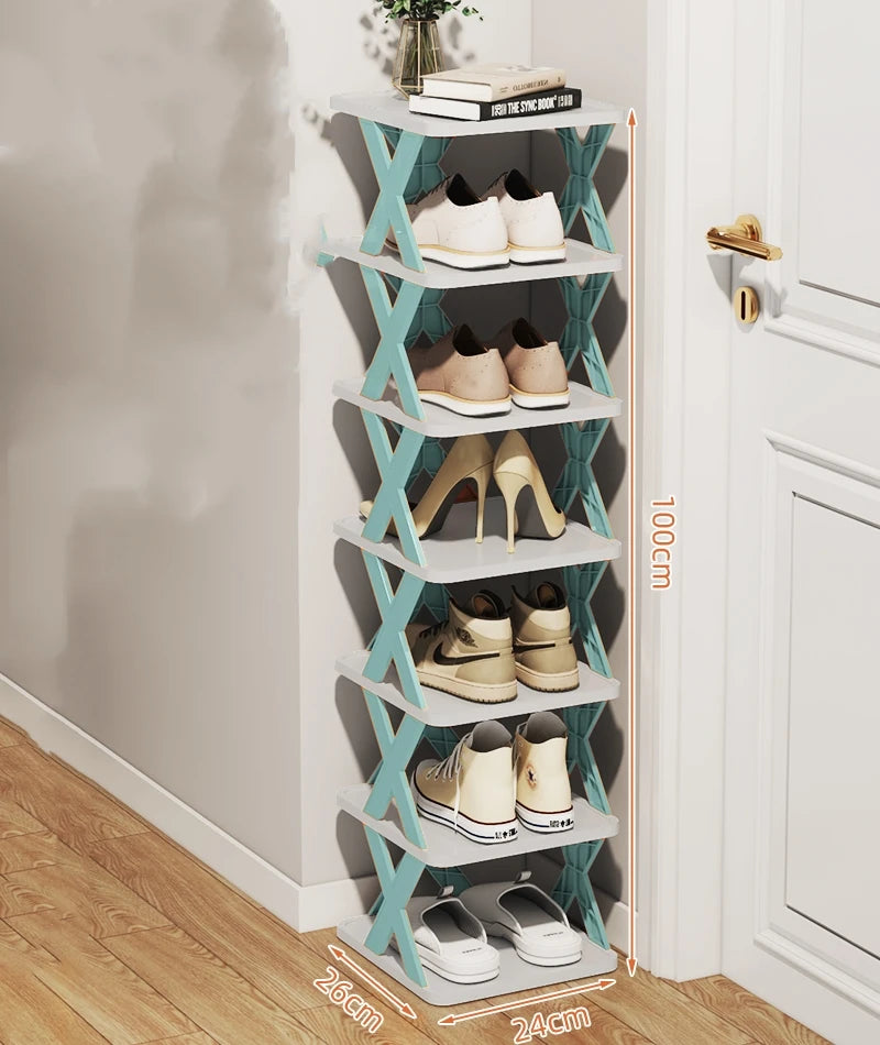 Multifunctional Shoe Cabinets Free Splicing Storage Rack Detachable Shoe Storage Saving Space Household Door Shoe Organizer Rack Qme 7th Blue color