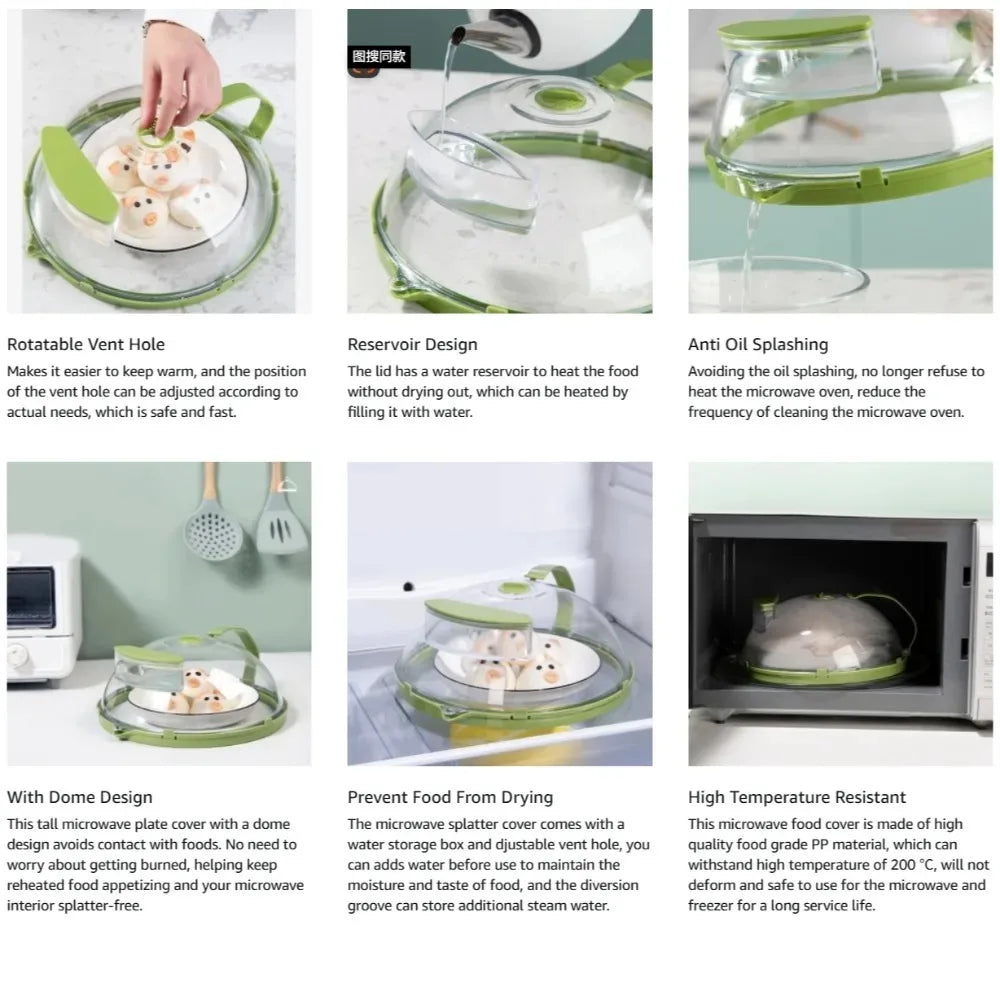 Versatile Clear Microwave Splatter Cover Water Steamer Ergonomic Qme