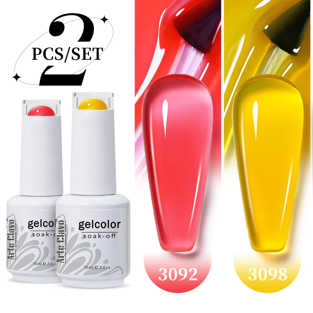 Arte Clavo Jelly Nail Gel Polish Supplies Purple Pink Red Blue Green