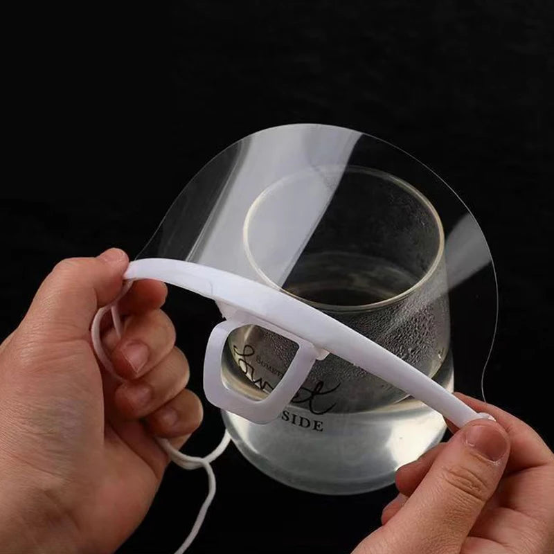 20PCS Clear Plastic Catering Mask Hotel Beauty Chef Waiter Mask Reusable Visible Splash Proof Mask Qme